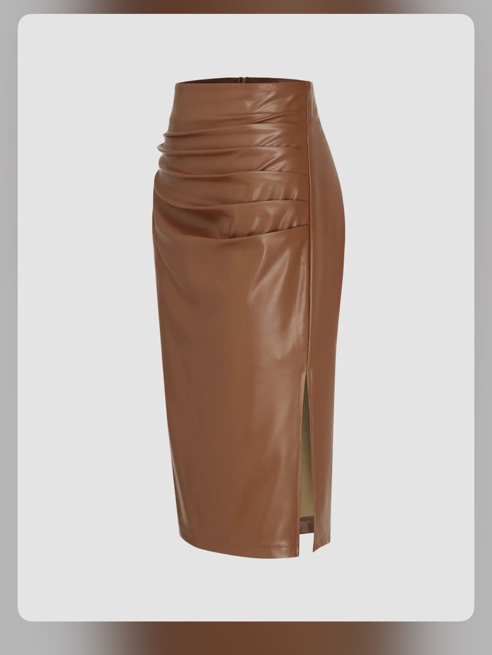 Cider FAUX LEATHER MID WAIST RUCHED MIDI CHIC FALL SKIRT L WC17-1